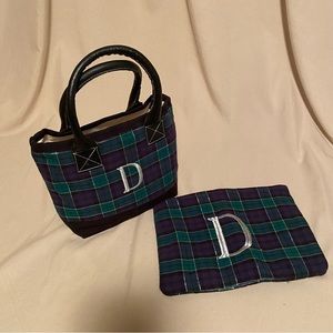 Blue/Green Plaid Sm Tote and Zipper Case
